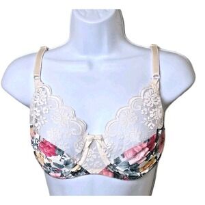 Vtg 1980s 90s Romantic Maidenform‎ Chantilly Rose Floral Bow 7329 SIZE 34D